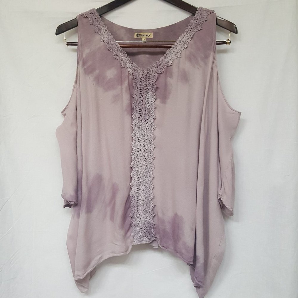 Democracy Tie-Dye 100% Rayon Lined Cold Shoulder M